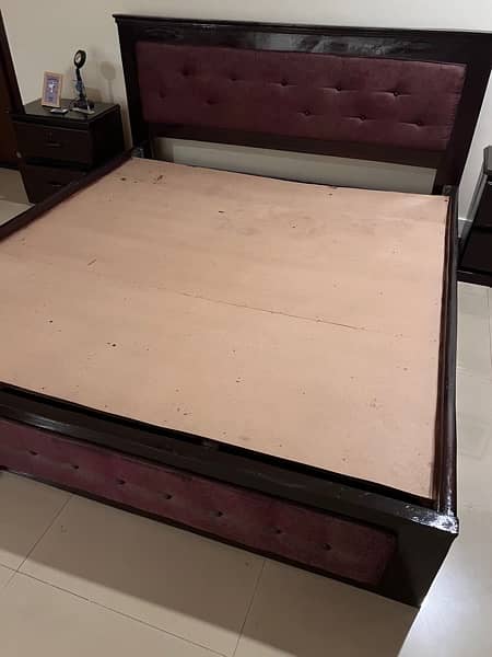 Wooden King bed with side tables | Diyar wood | Poshish bed 2