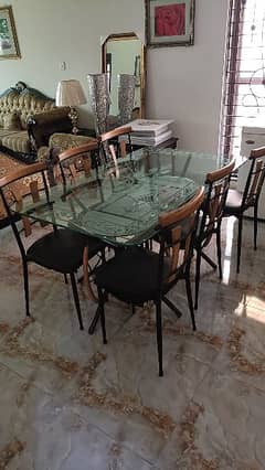 Glass Top Six Seater Dining Table