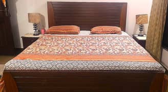 Bedroom double Bed with 2 side tables and spring mattress