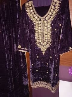 Embroidered velvet outfit