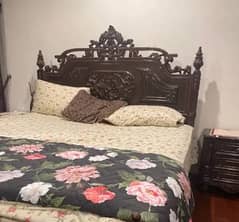 king size bed set/side table/wooden dressing/mattress/coffee chairs