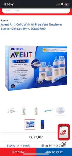 Original Philips avent anti colic feeding set complete.