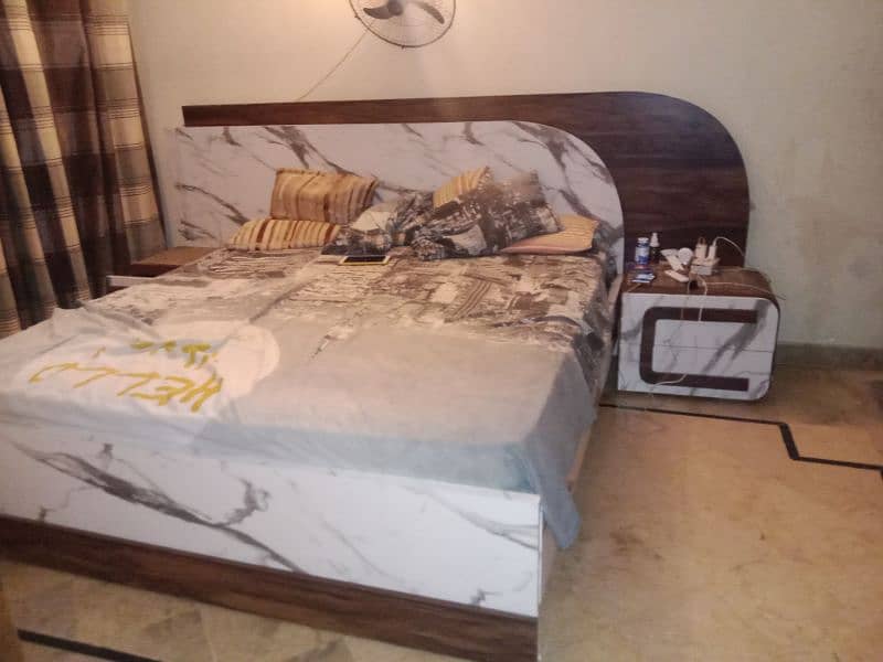 beautiful wooden bed with mattress 4