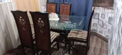 Iron rod dining table and set of 5 Wooden Chairs 0