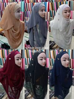 Double loop Malaysian hijab
Fabric pure  chiffon