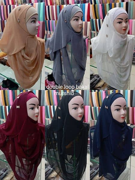 Double loop Malaysian hijab
Fabric pure  chiffon 0