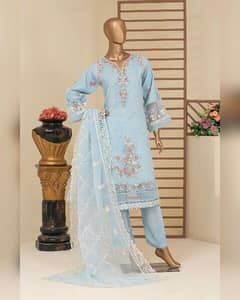 women 3pc stitched organza suits