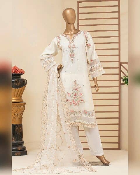 women 3pc stitched organza suits 1