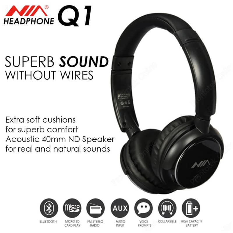 Nia Q1 Q6 S3000 S4000 Bluetooth Headset OVER THE EAR HEADPHONES MIC 1