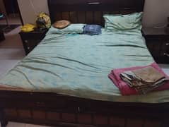 Complete wooden bed set available in good condition