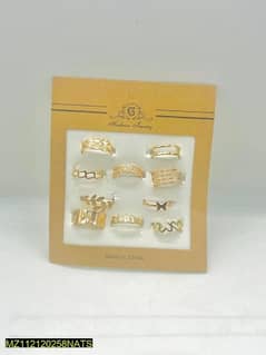 Modern design golden plated rings set pack of 10