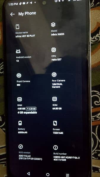 urgent sale Infinix hot 30 play 5