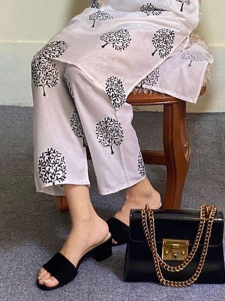 2pcs women stitched linen printed suit 1