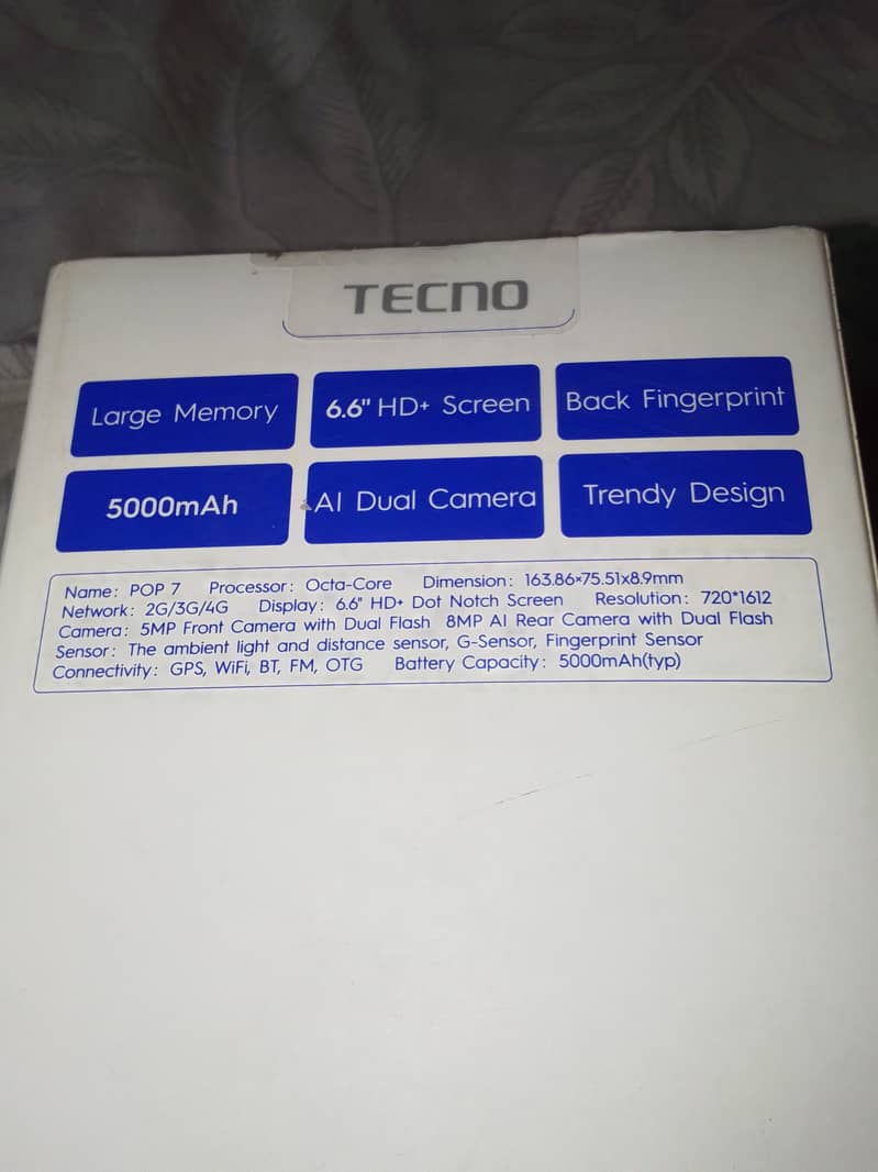 Techno pop 7  box bhi hai  & 9 month warranty baqi 1