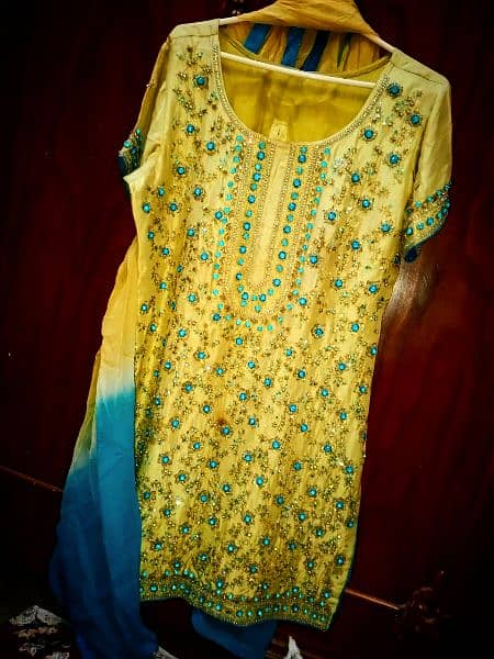 Fancy Silmaa work shirt with tie and dye dupatta 0