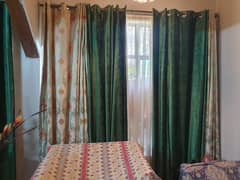 4 green velvet curtains