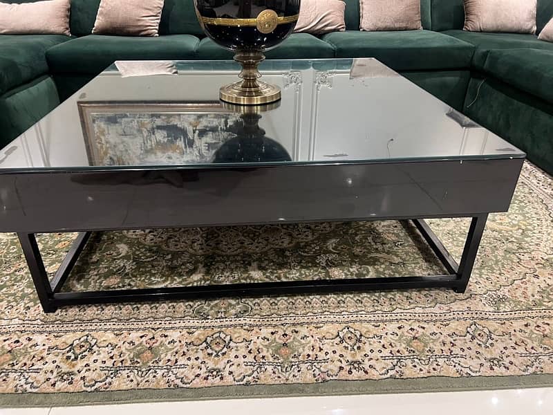 BLACK MODERN GLASS TOP TABLE!! 0