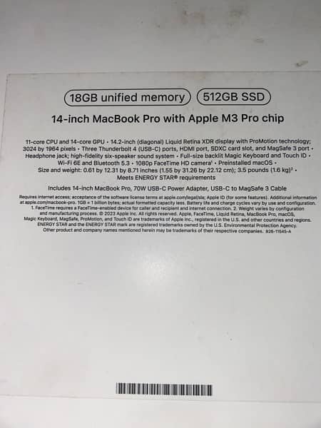 MacBook Pro 2023 Model Apple M3 Pro Chip 18 GB Memory 7