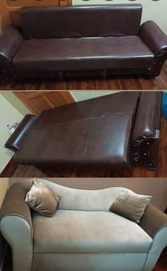 Original Japanese Leather Sofa cum bed.