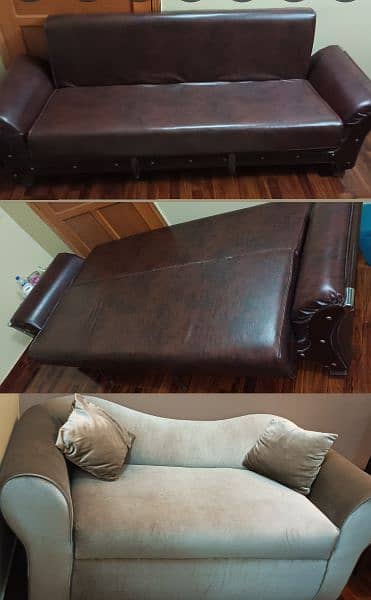 Original Japanese Leather Sofa cum bed. 0