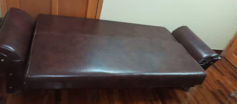 Original Japanese Leather Sofa cum bed. 2