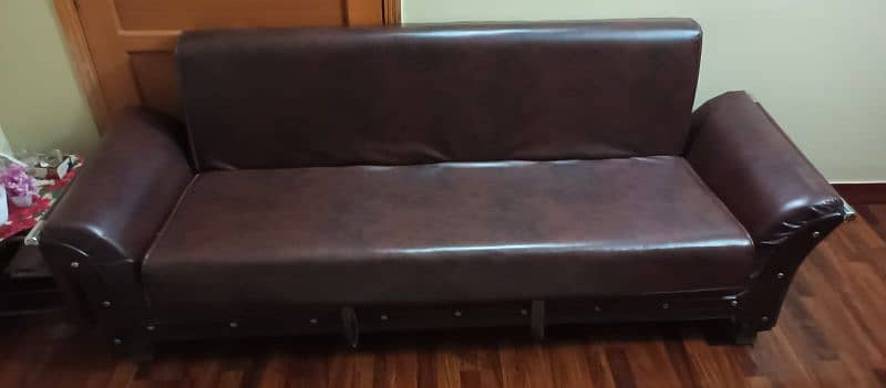 Original Japanese Leather Sofa cum bed. 3