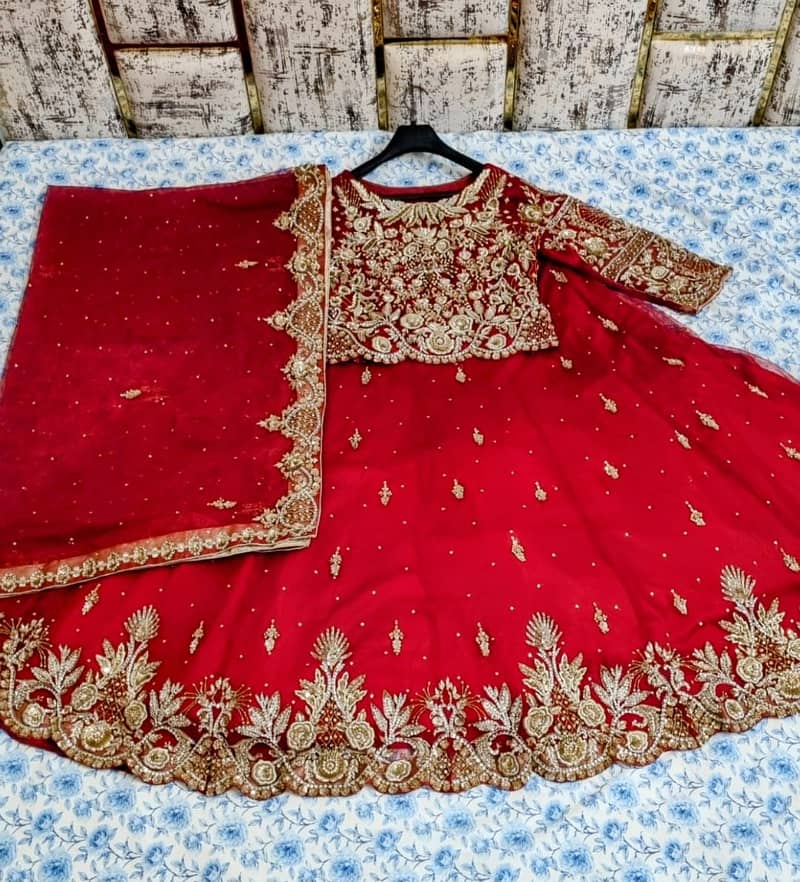 Discounted Designer Bridal Lehnga in Deep Red Color 5