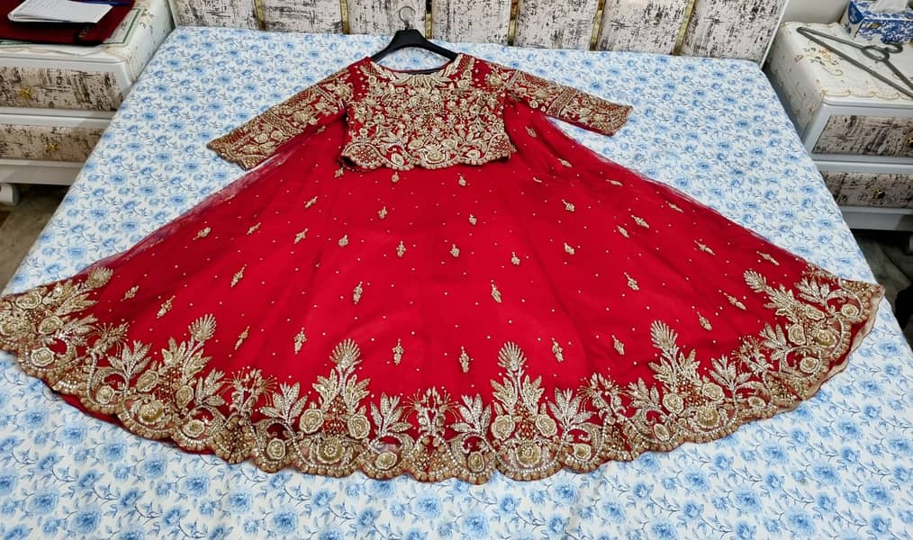 Discounted Designer Bridal Lehnga in Deep Red Color 8