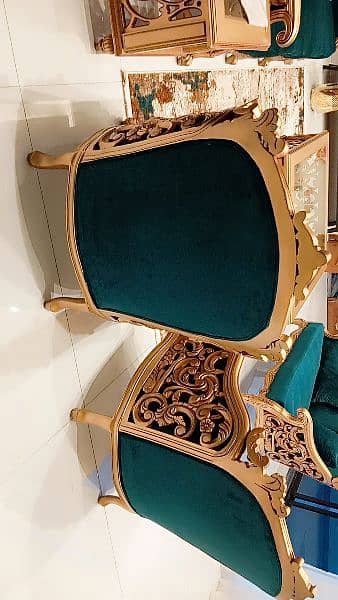 Emerald green shesham wood chairs. 2