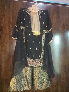 Black Golden Kurti With Jamawaar Sharara.