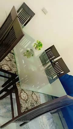 6 seater dining table with glass top