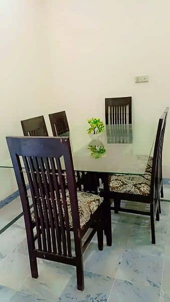 6 seater dining table with glass top 1