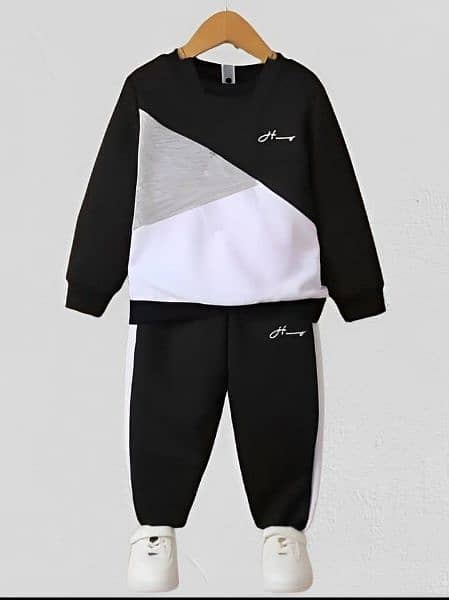 2 Pcs Boy's Cotton Plain Tracksuit 0