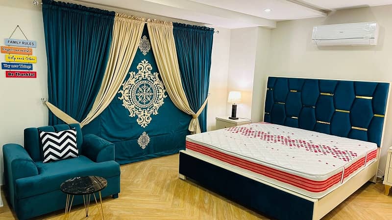 we are offering a 1 bed furnished apartment for rent in Jasmine block bahria town 3