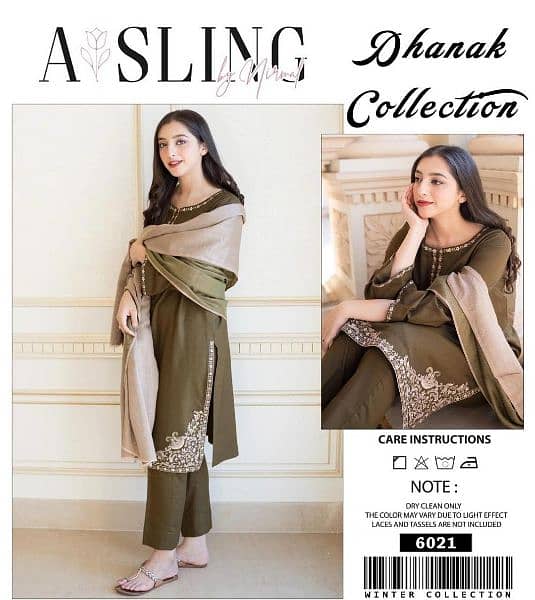 New 3PCS unstitched Dahnak Embroidered suit  free delivery 1