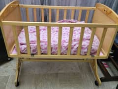 wooden baby cot with free mattress n mattress covers 0