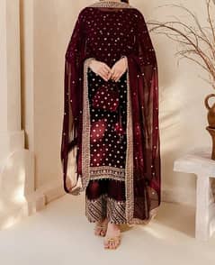 chiffon sequence work 3 piece suit 0