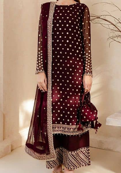 chiffon sequence work 3 piece suit 1