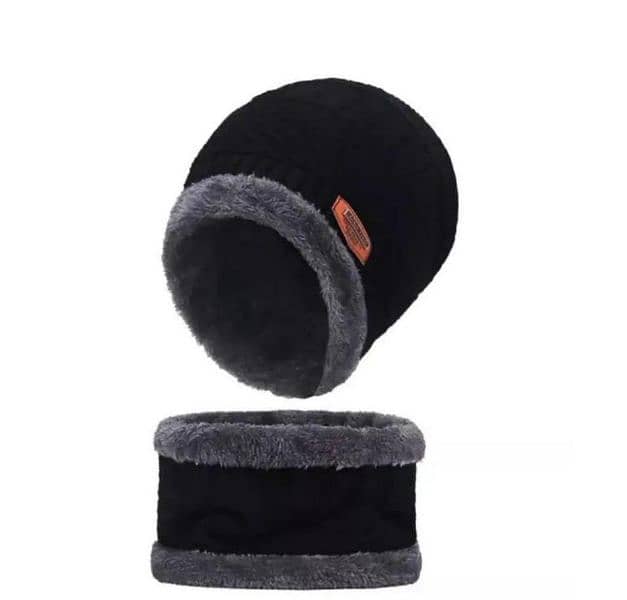 unisex Beanie wool cap with neck Warmer 1