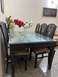 Wooden+Glass dining table