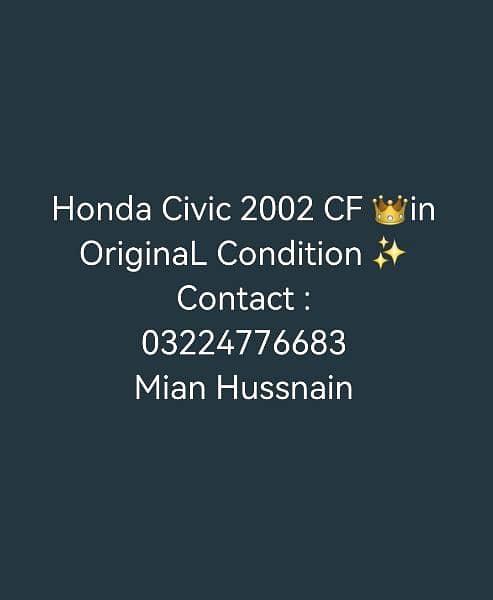 Honda Civic Vti 2002 Perfect ConditionBetrtn Corolla,City,Cultus,Alto 1