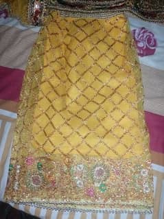 brodal mehandi dress fabric net full embroidry work condition 10/ 10