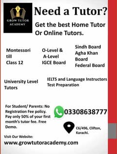 Home Tuitions & Online Tuition Available