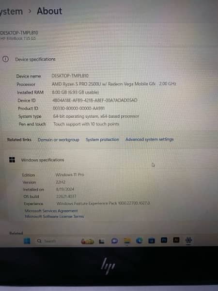 HP elitebook new logo AMD Ryzen 5 pro 2500U Touchscreen 13