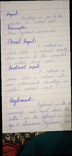 Handwriting assignment work