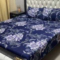 3 pcs crystal cotton printed double bedsheet