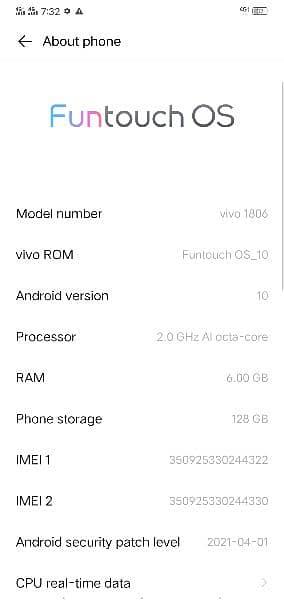 vivo v1806 6/128 7