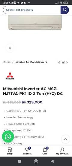 Mitsubishi  2 ton  AC heat and coll new condition gass lock