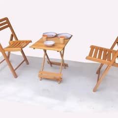 Wooden folding Chairs and Table Folding Set 2 Chairs and 1 Table