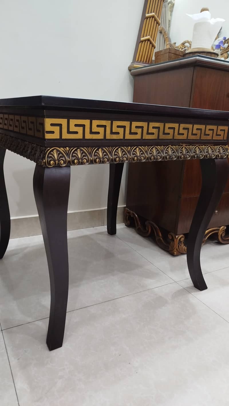 Luxurious Dark Brown & Golden Center Table and Side Table Set for Sale 5